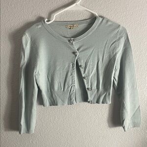 Forever 21 Sky Blue Button-Up Crop Top